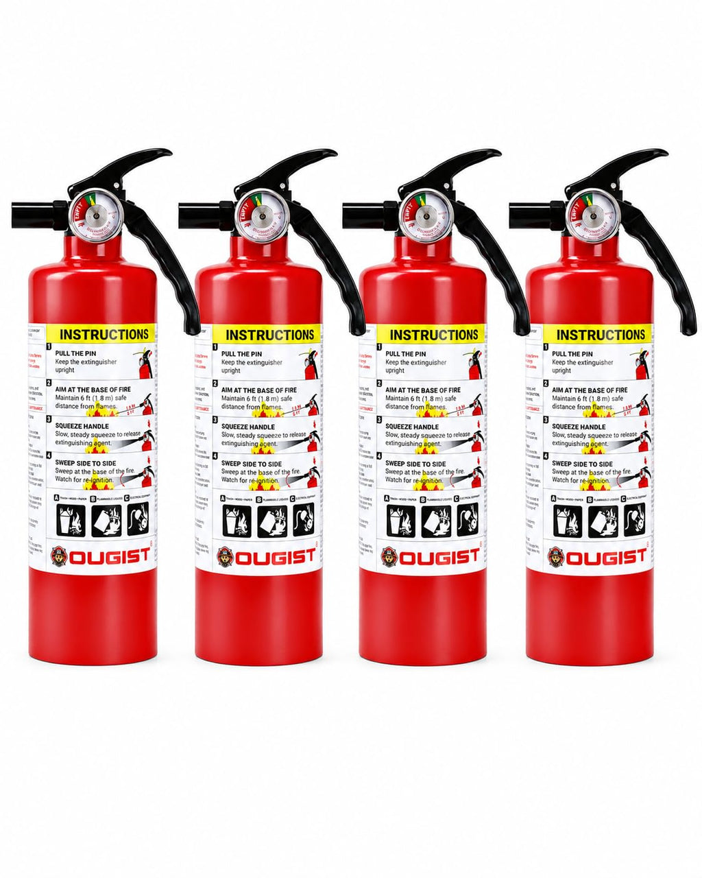 2.5 lb Rechargeable Dry Chemical Fire Extinguisher 4 Pack X69681