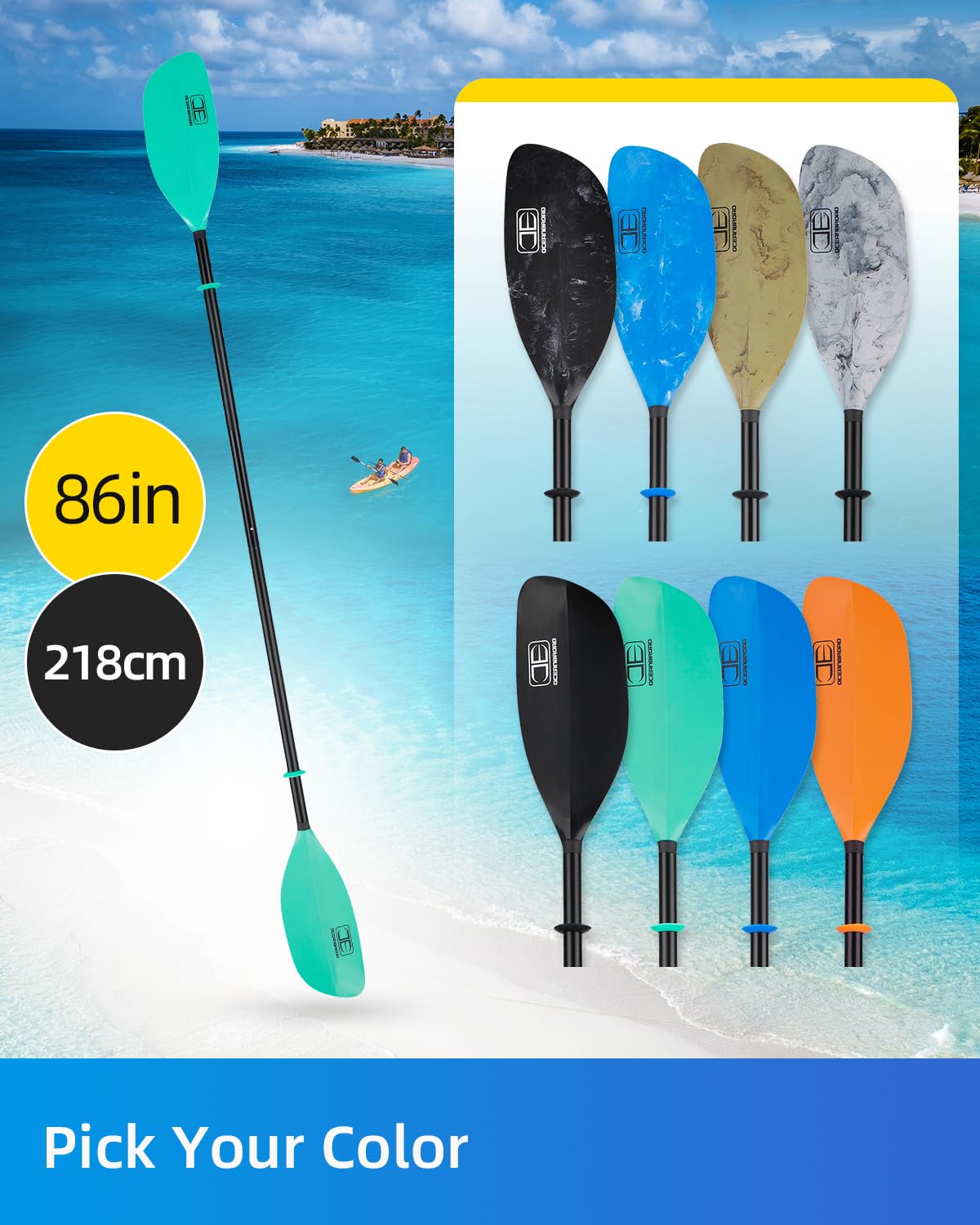 86in/218cm 90.5in/230cm Alloy Shaft 2-Piece Kayak Paddle K356