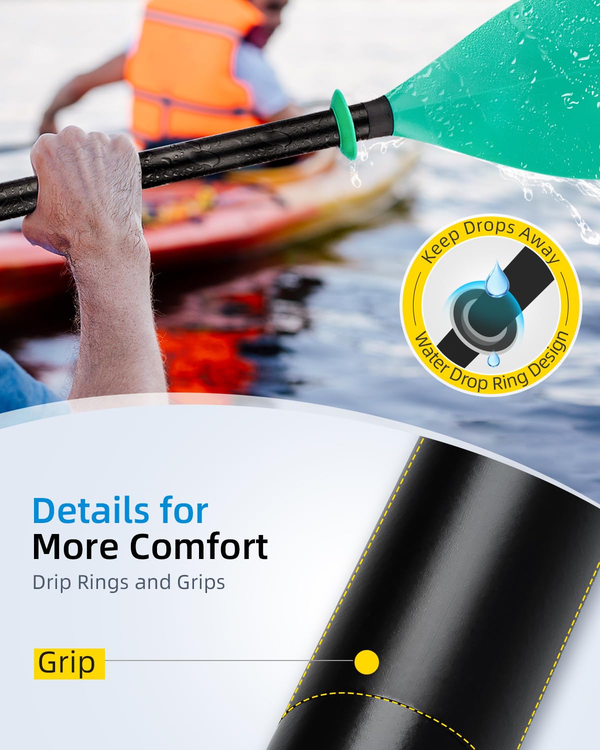86in/218cm 90.5in/230cm Alloy Shaft 2-Piece Kayak Paddle K356