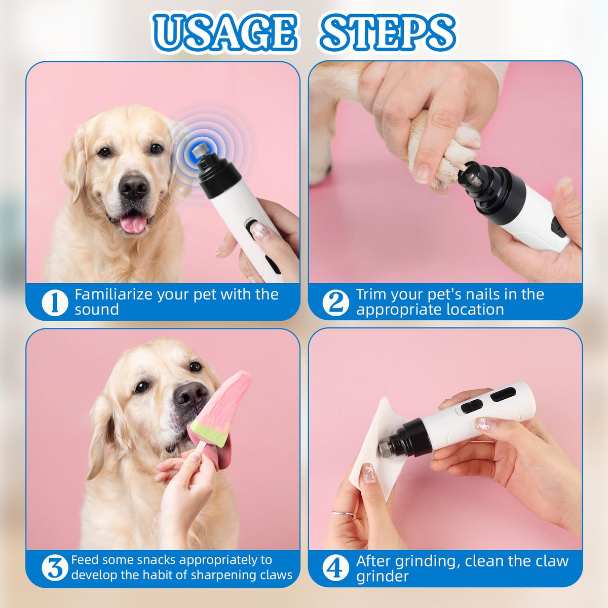 2-Speed Rechargeable Quiet Electric Pet Nail Grinder Z93702