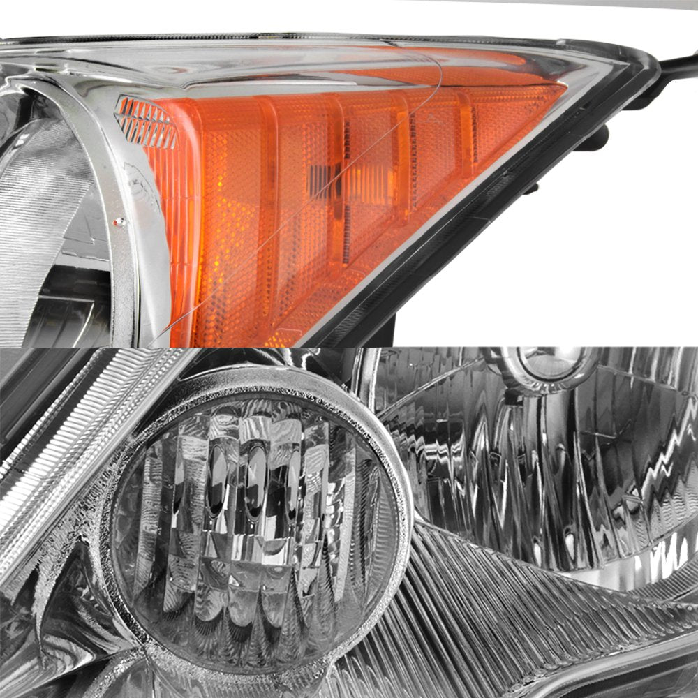 2007-11 Honda CR-V Headlight Assembly Chrome Housing Clear Lens Full Set N948090