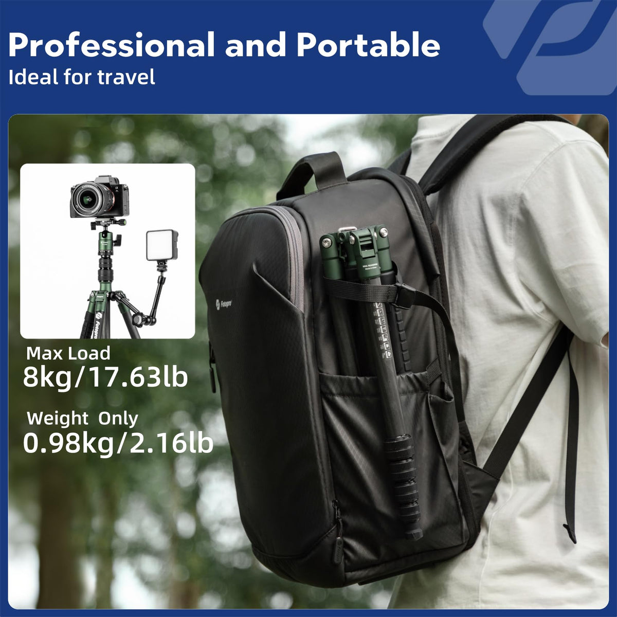 60" Carbon Fiber Camera Tripod with Ball Head and Monopod X9922