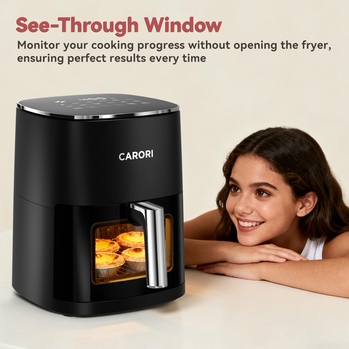 6 Qt Air Fryer with Viewing Window, 12 Presets, Nonstick Dishwasher-Safe Basket, Black I102167