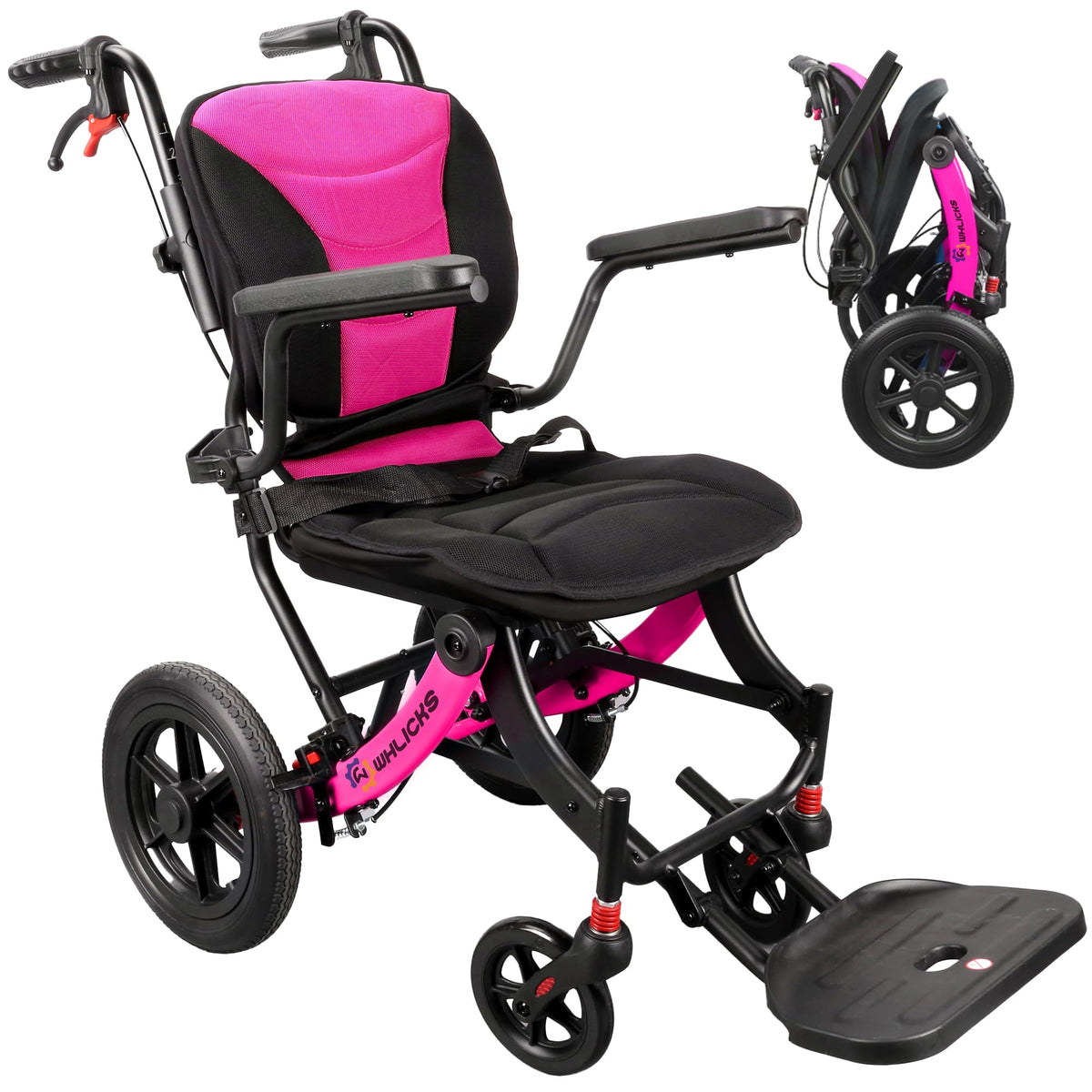 Lightweight Foldable Wheelchair with 12-inch Wheels and Removable Cushion E77600