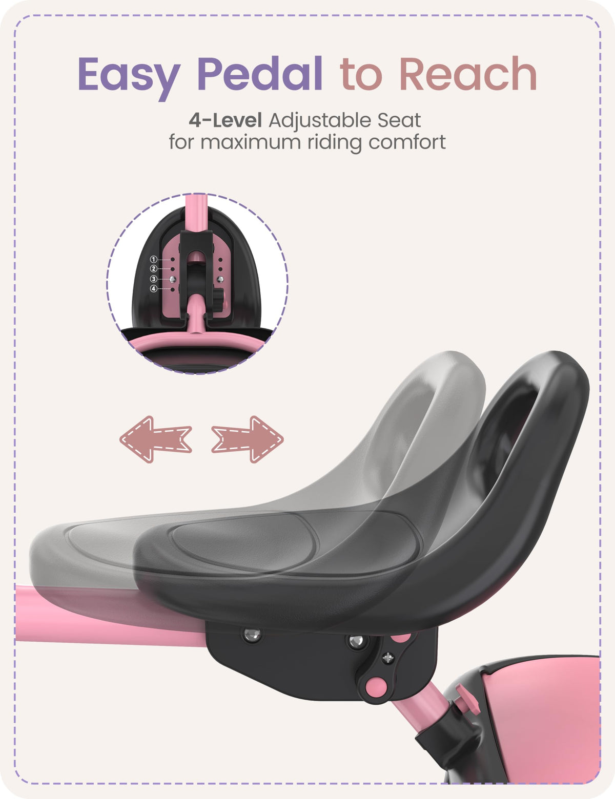 Pink Toddler Tricycle with Bell U142