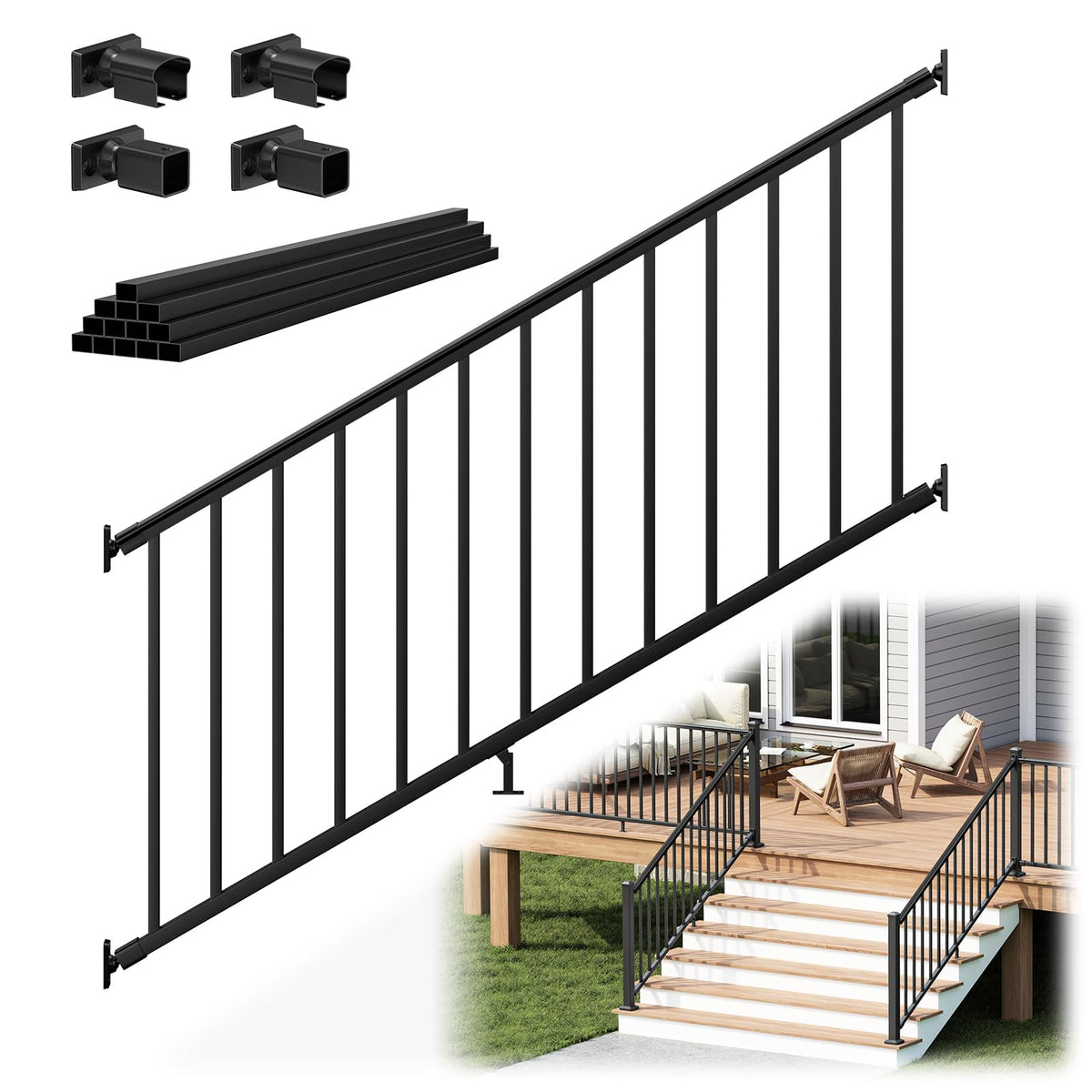 Black Aluminum Deck Railing Kit Q553863