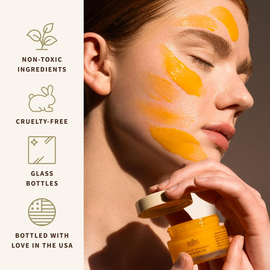 Antioxidant Renewing Gel Face Moisturizer with Bakuchiol Vitamin C Ester & Prickly Pear 1 oz D8642