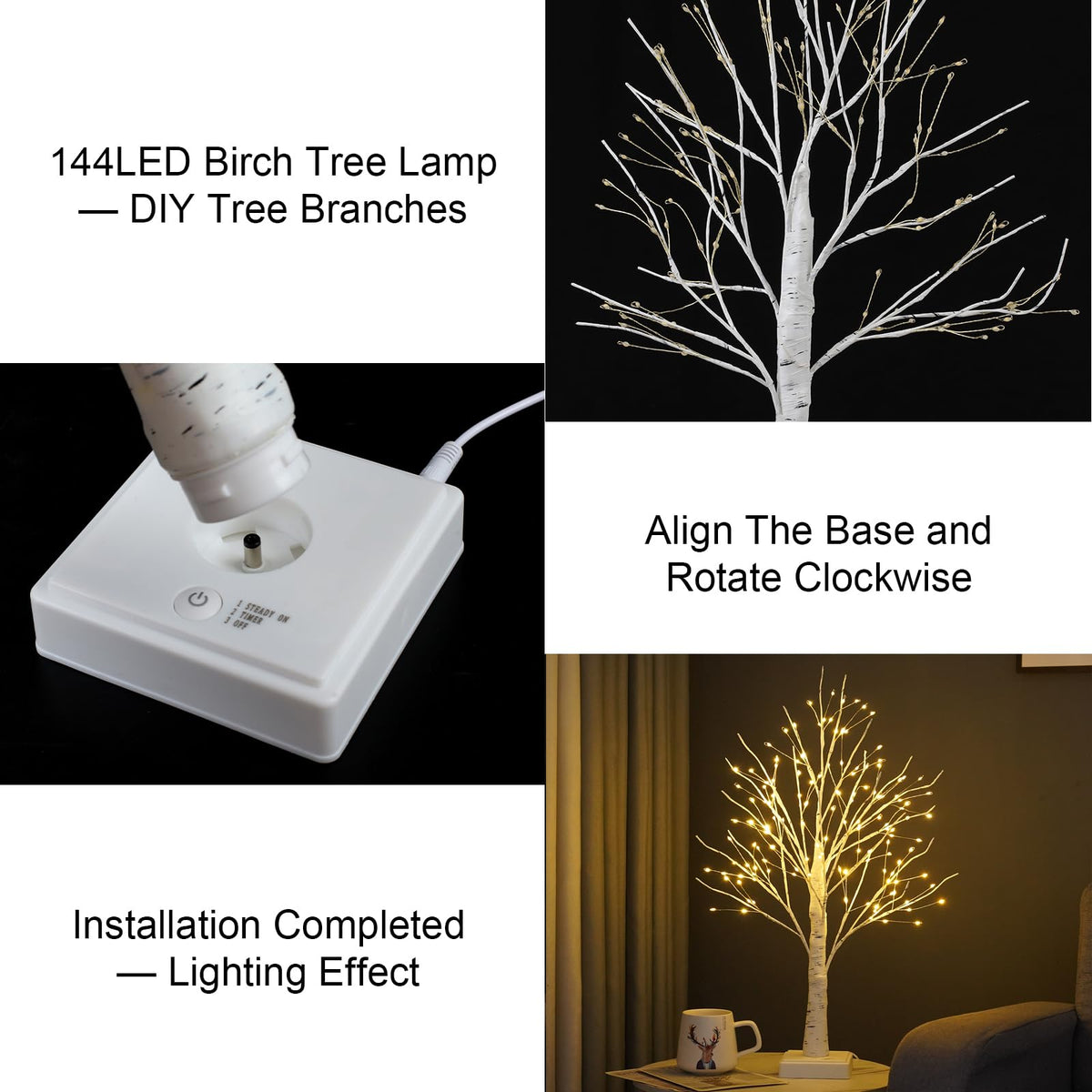 2 Pack Artificial Tree Lamp with Timer E34194