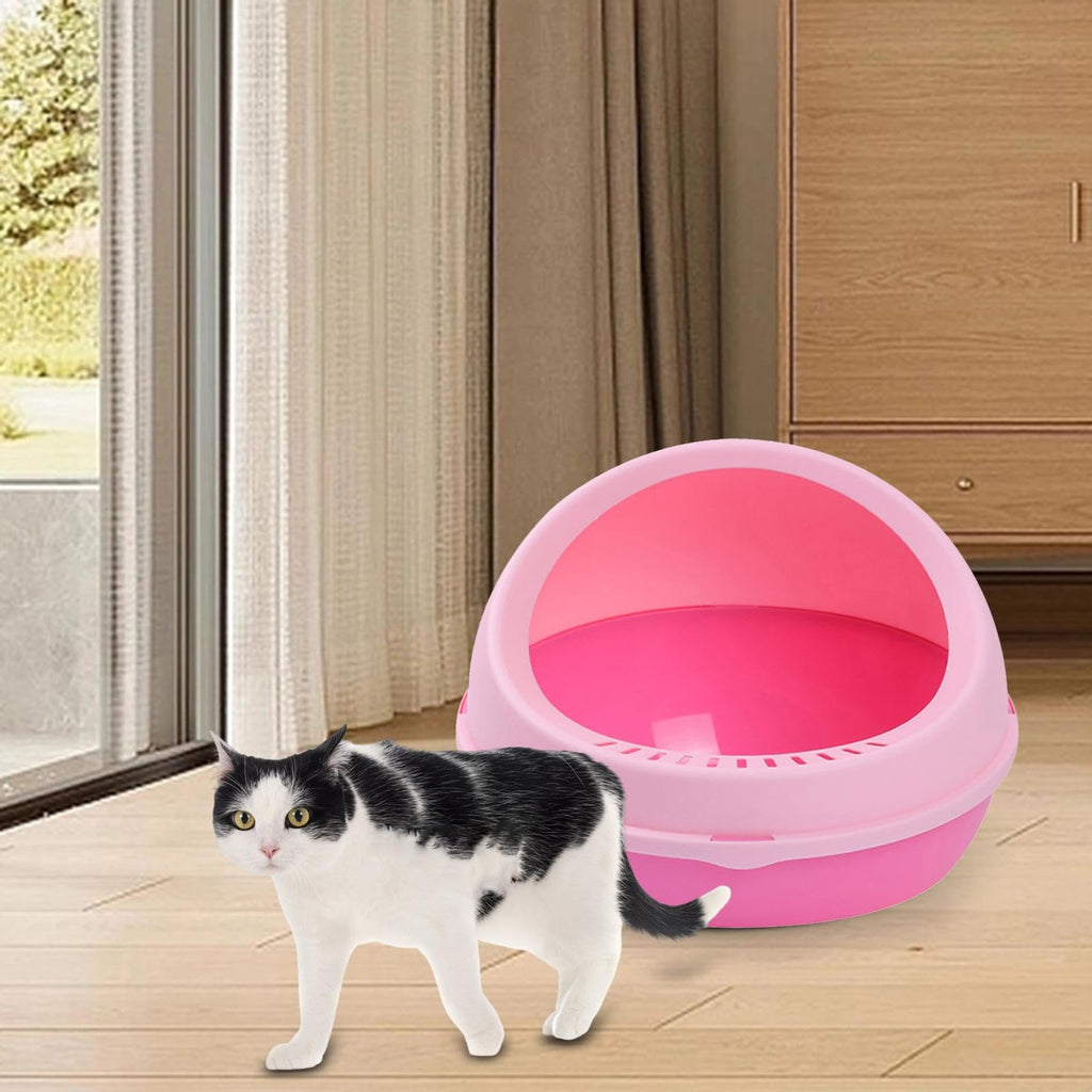 Semi Enclosed Cat Litter Tray Pink B686051