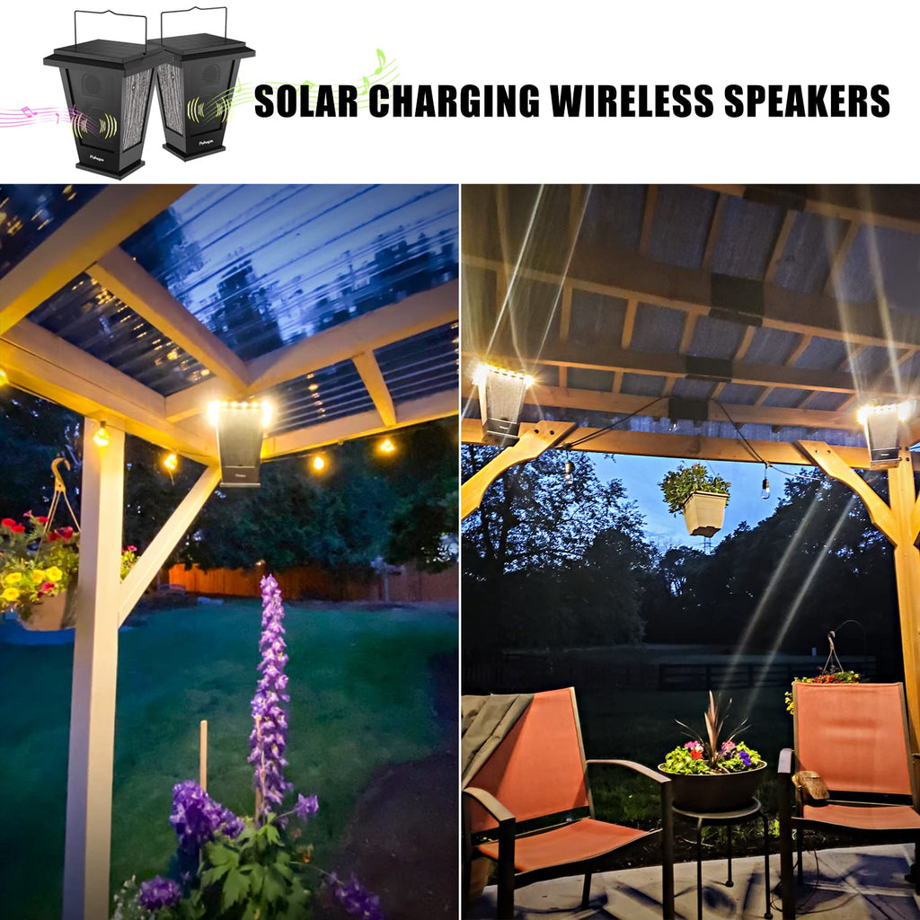 Black Waterproof Solar Powered 2 Packs Bluetooth Speakers N1947