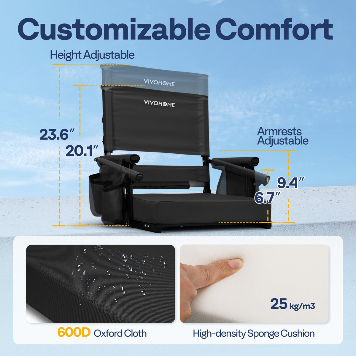 Adjustable High Back Stadium Seats with Cushion T3761