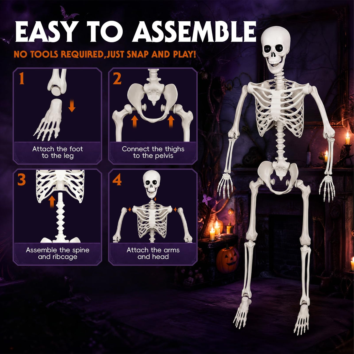 5.4FT Plastic Full Body Skeleton with Movable Joints G2627