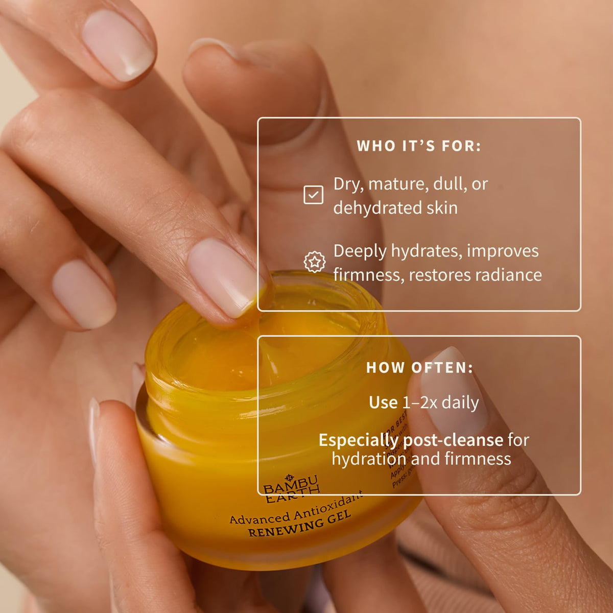 Antioxidant Renewing Gel Face Moisturizer with Bakuchiol Vitamin C Ester & Prickly Pear 1 oz D8642