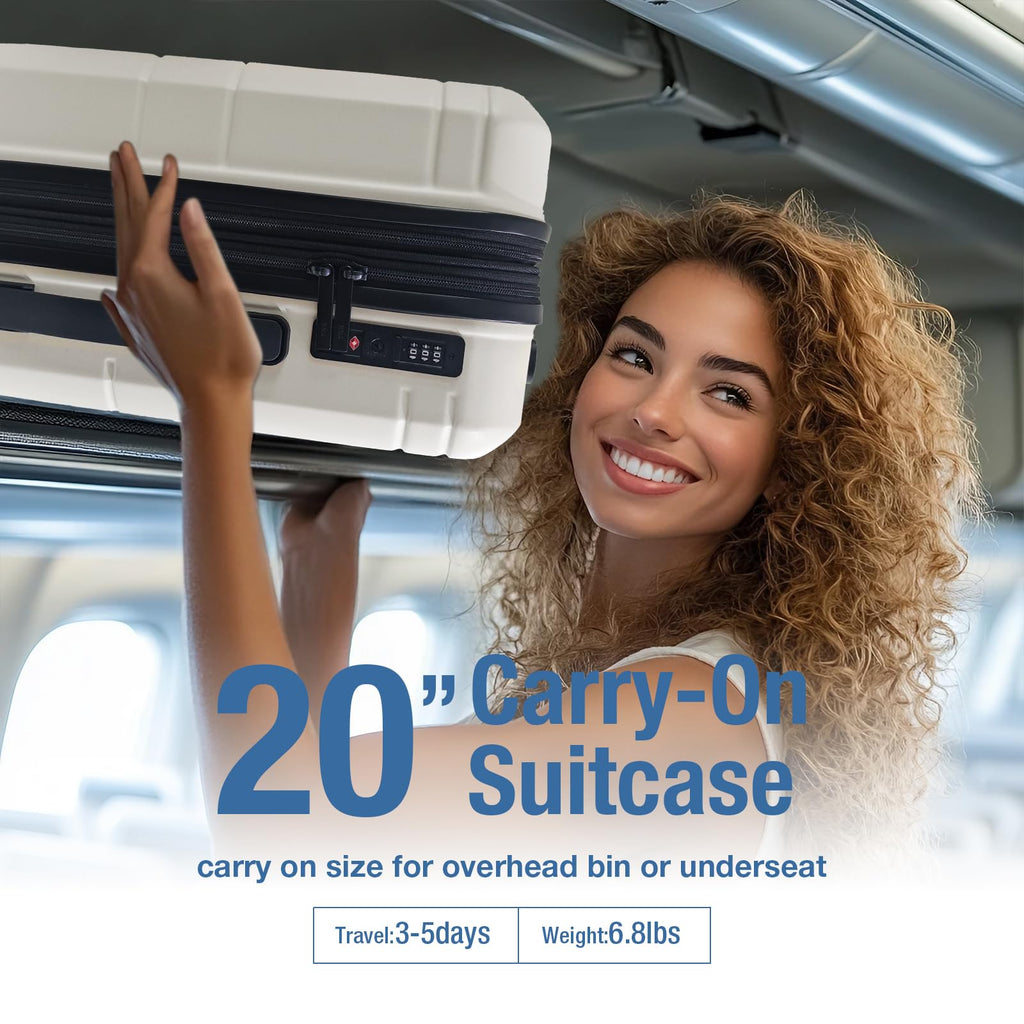 White 20 Inch Hardshell Carry On Luggage J500135