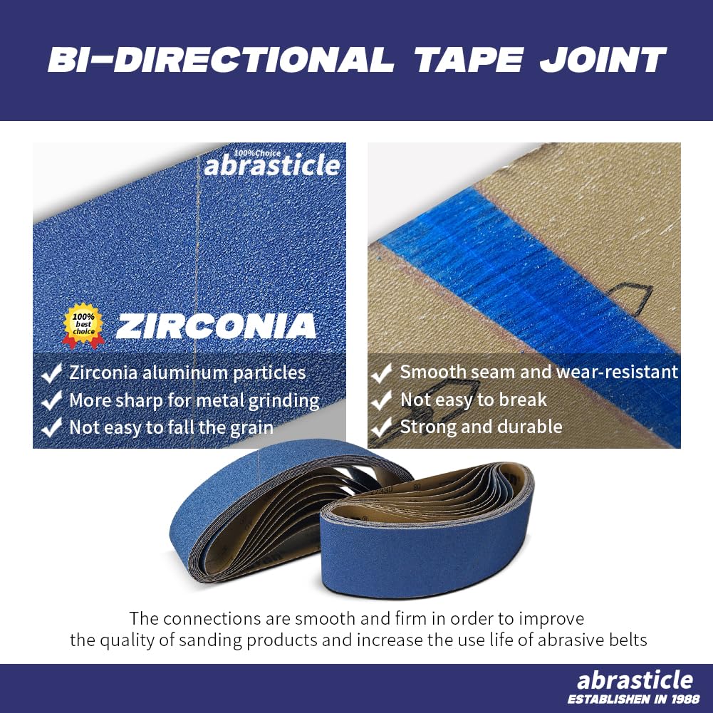 4" x 36" Zirconia Sanding Belts, 10 PCS Assorted Grits O3842