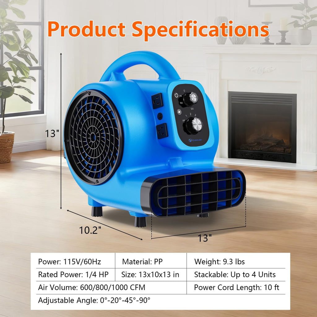 1/4 HP 1000 CFM Portable Air Mover Blower Fan G806148