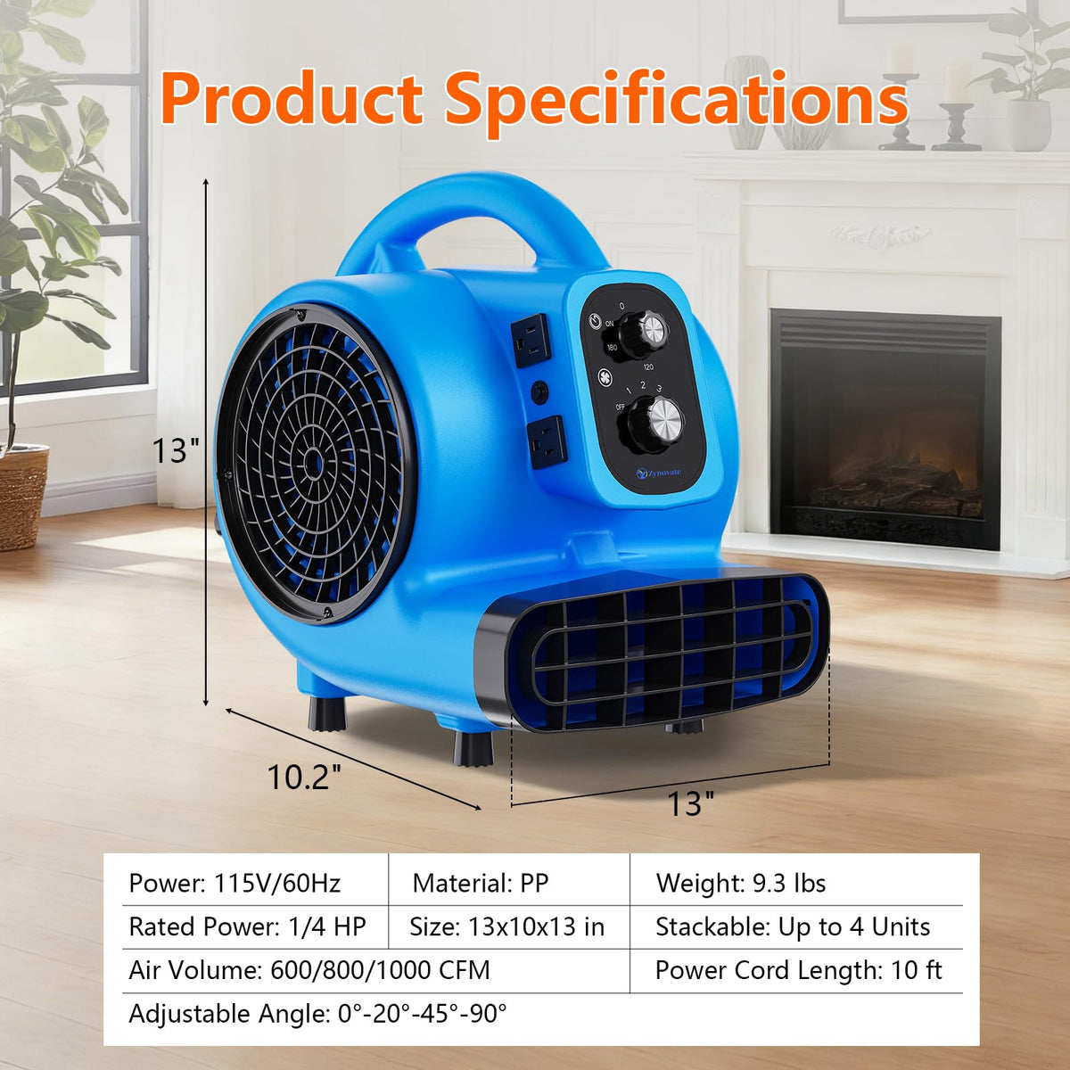 1/4 HP 1000 CFM Portable Air Mover Blower Fan G806148