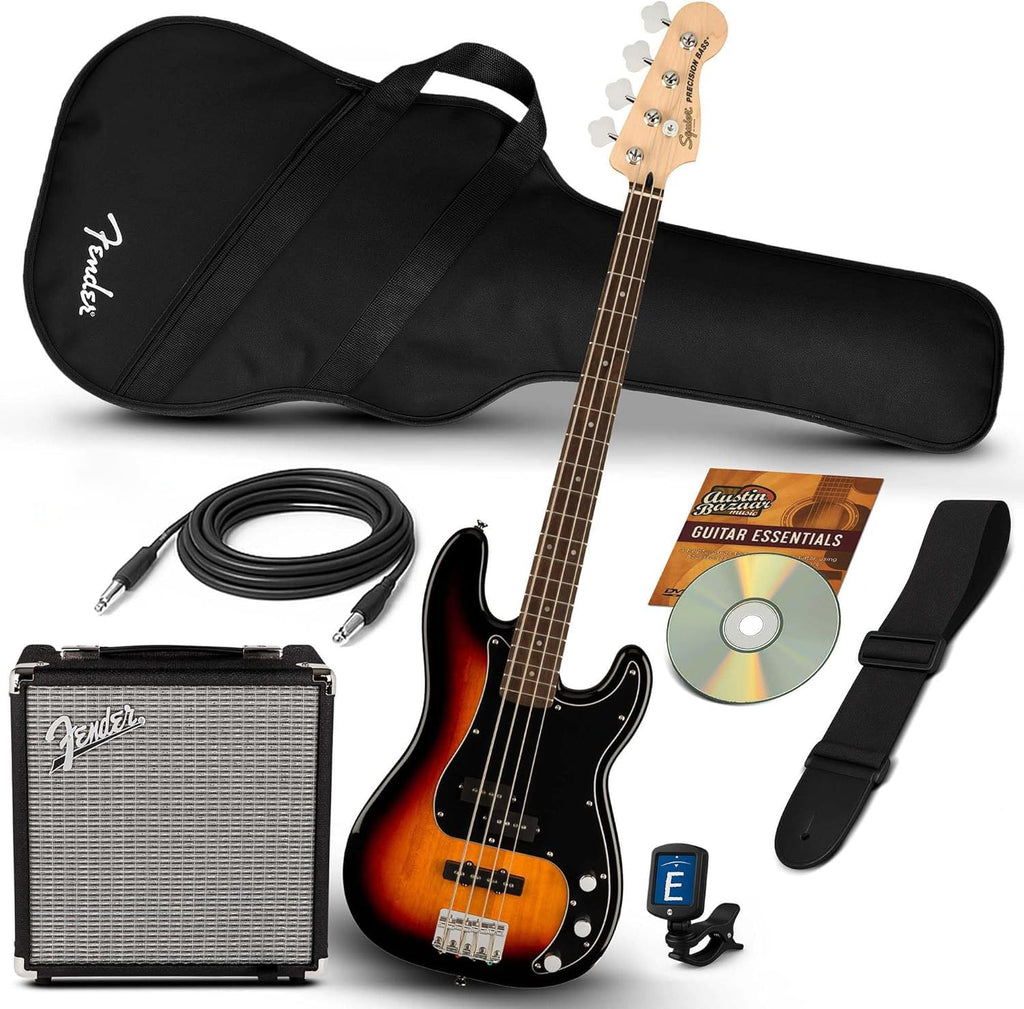 3-Color Sunburst Precision Bass with Amplifier, Cable, Gig Bag, Tuner, Strap I9454