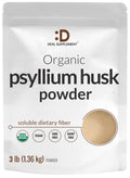 Organic Psyllium Husk Powder 3lbs Unflavored Soluble Fiber R964098