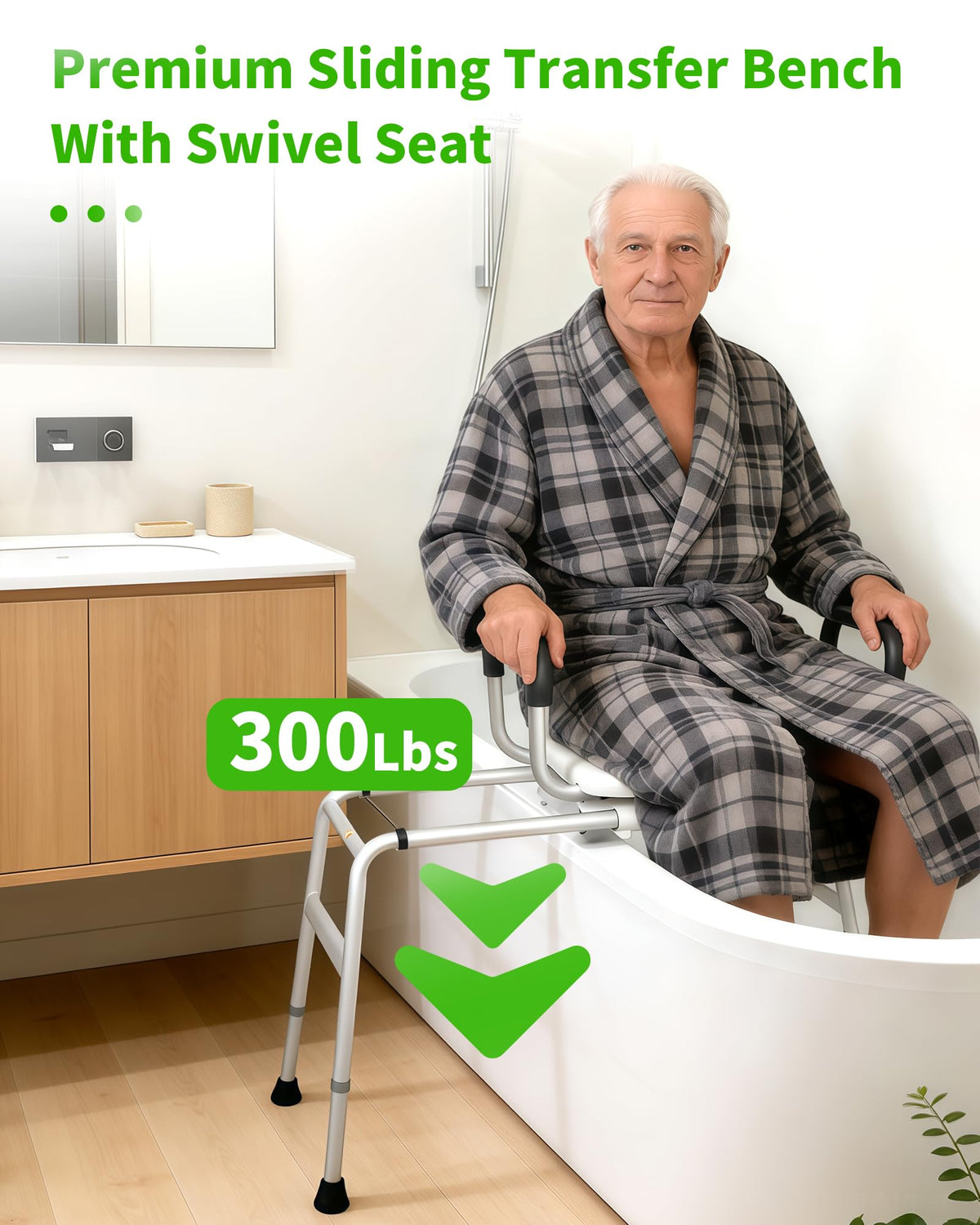 Heavy Duty Sliding Shower Chair with 360⁰ Swivel Seat D386673