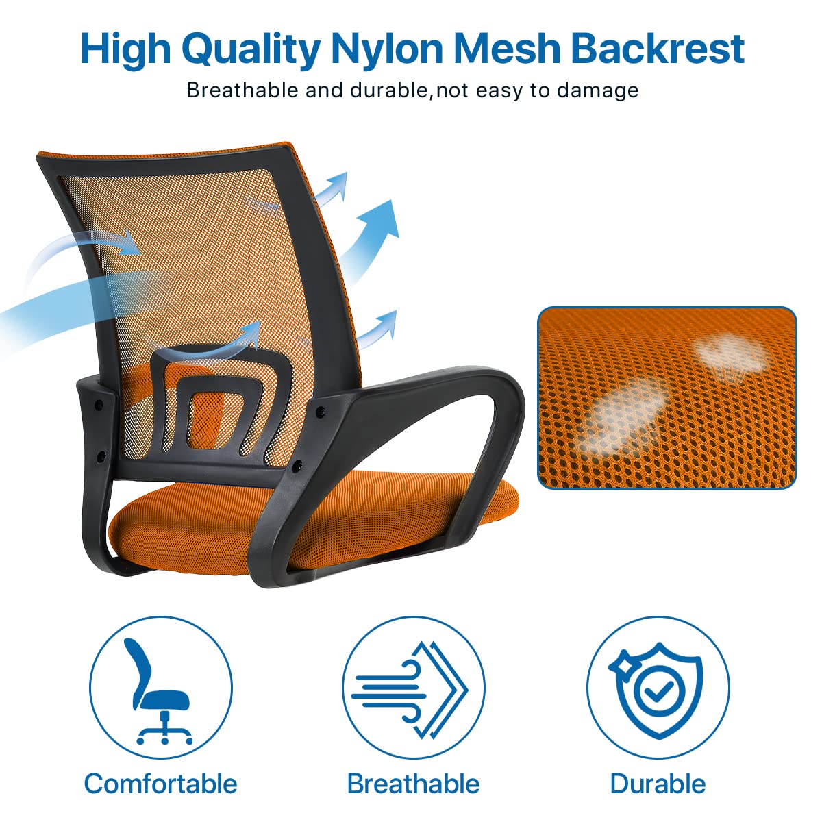 Orange Ergonomic Mid Back Mesh Office Chair P501
