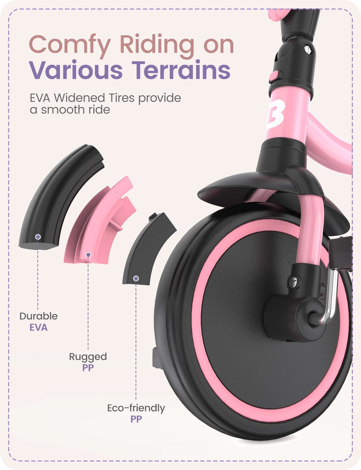 Pink Toddler Tricycle with Bell U142