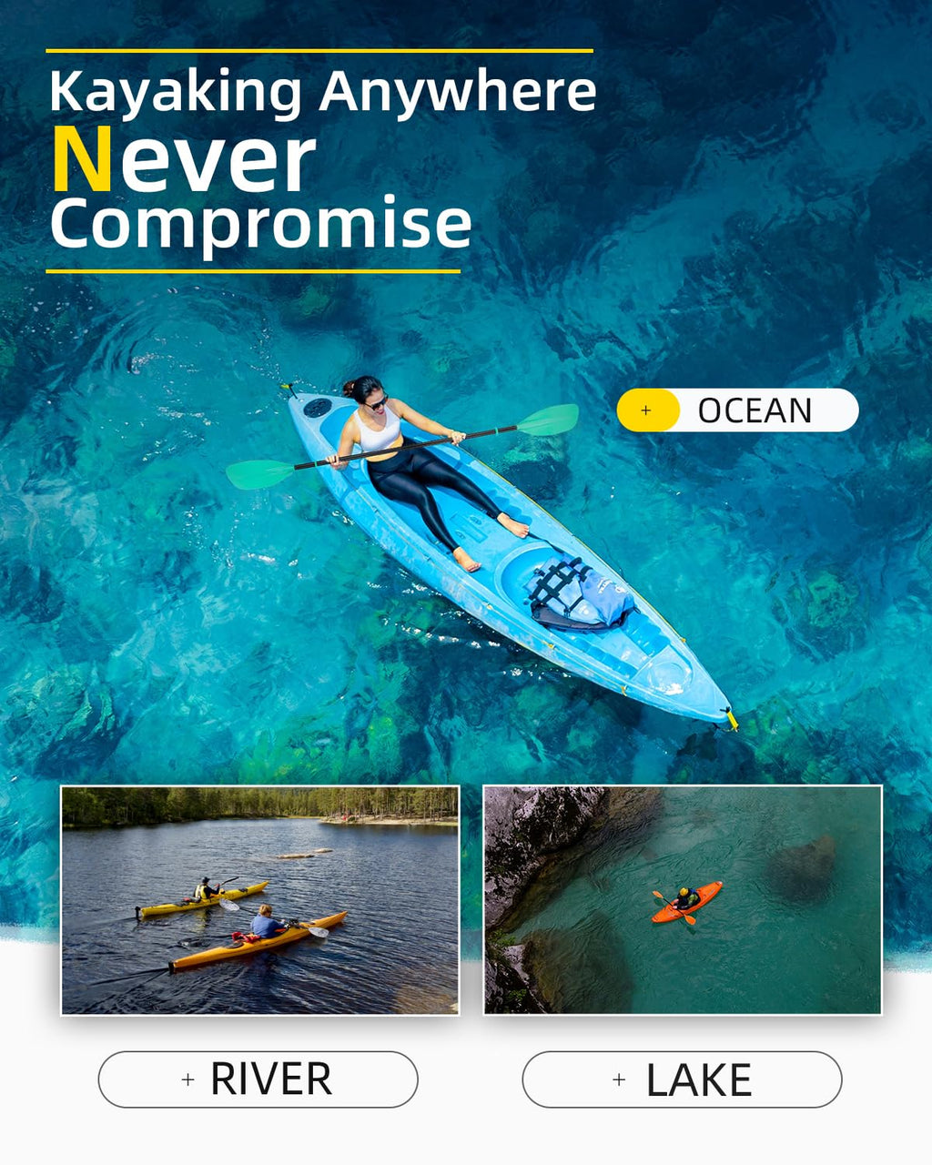 86in/218cm 90.5in/230cm Alloy Shaft 2-Piece Kayak Paddle K356