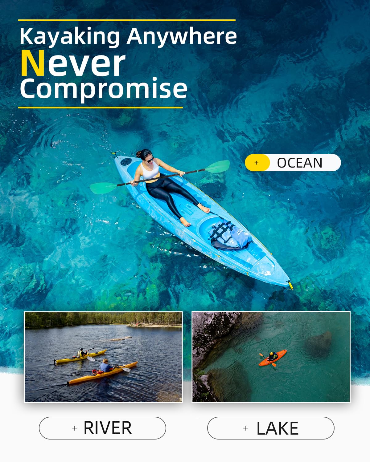 86in/218cm 90.5in/230cm Alloy Shaft 2-Piece Kayak Paddle K356