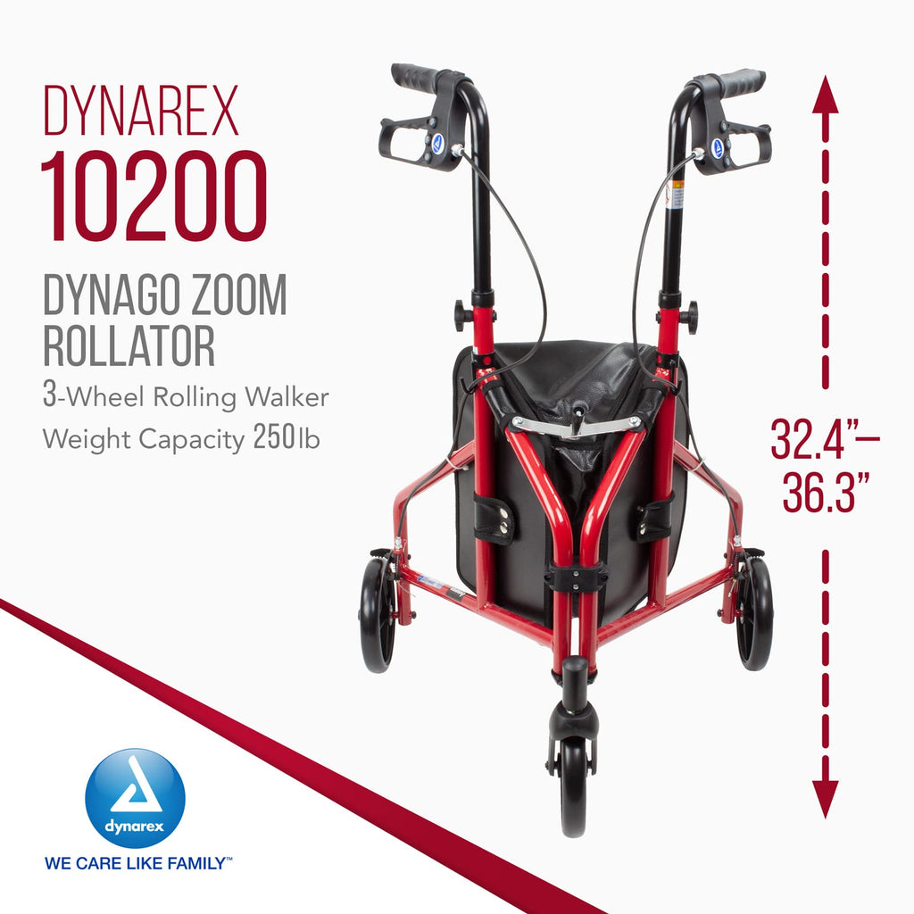Foldable Lightweight 3-Wheel Rollator with Storage Pouch G372575