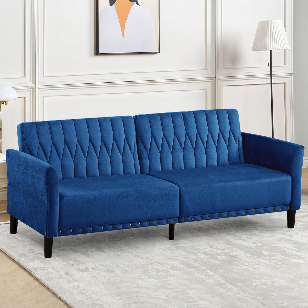 Blue Velvet Sofa Bed X15718