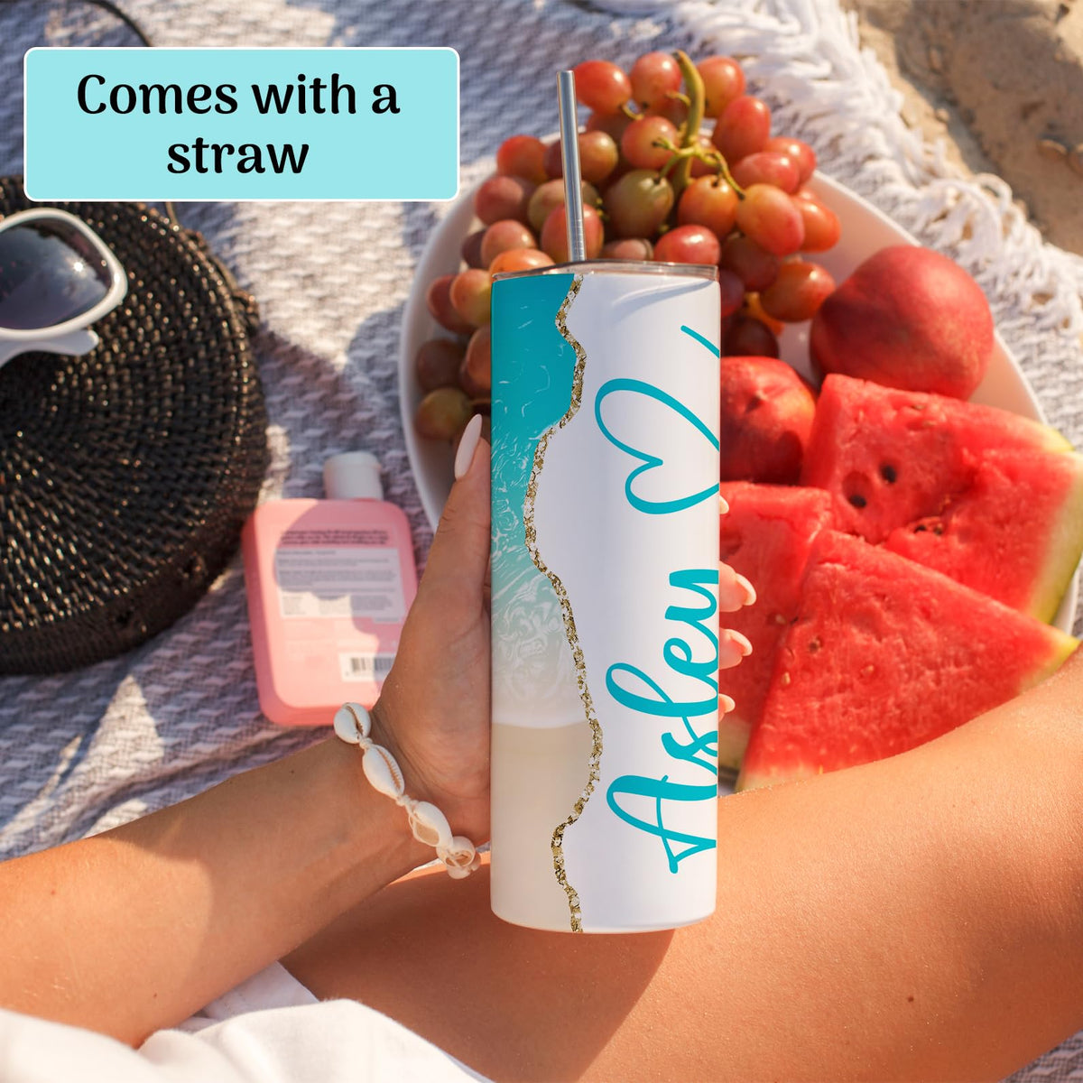 20 oz Custom Skinny Tumbler with Lid & Straw S15452