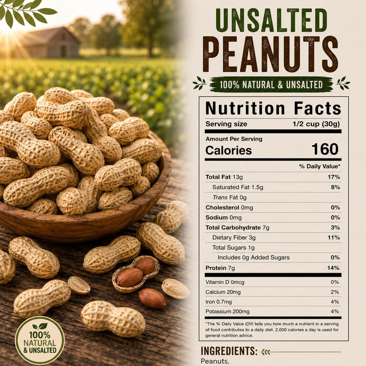 1 LB Unsalted Roasted Peanuts In Shell L193