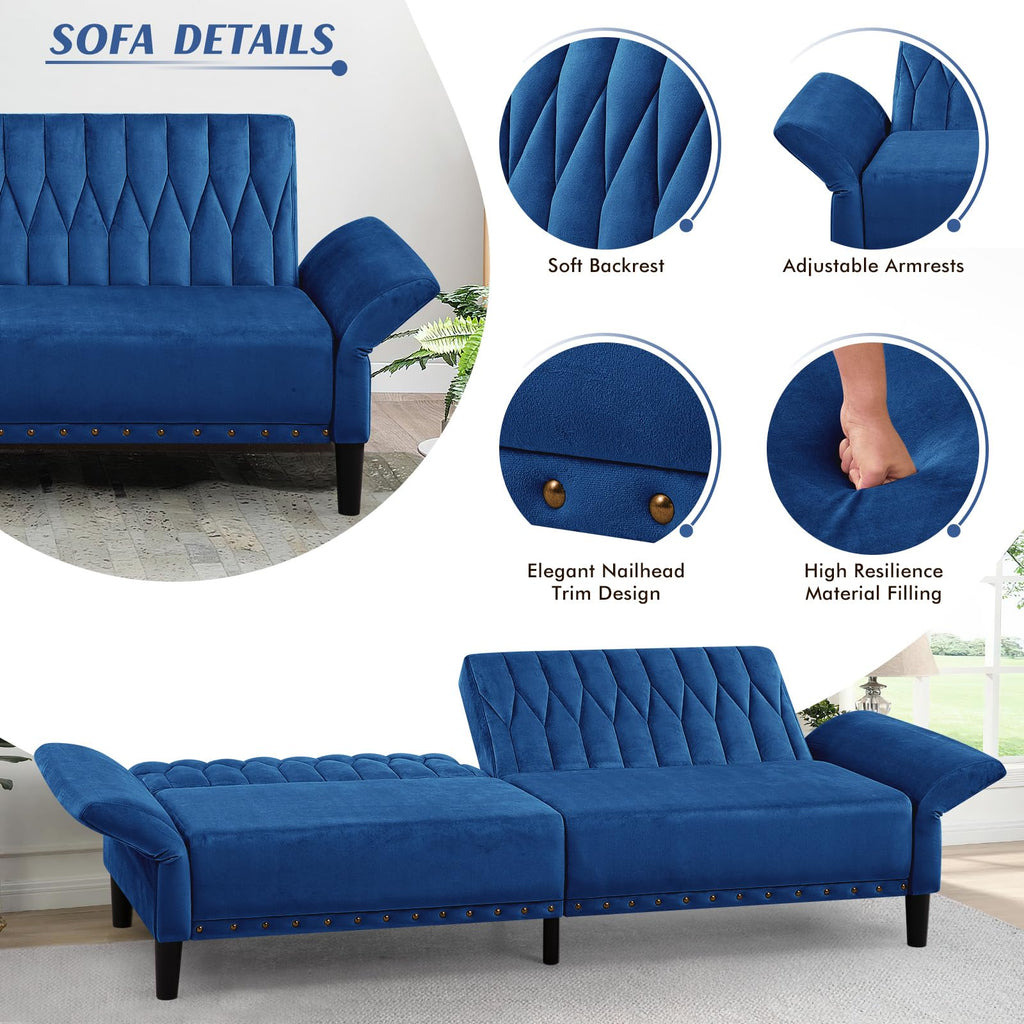 Blue Velvet Sofa Bed X15718