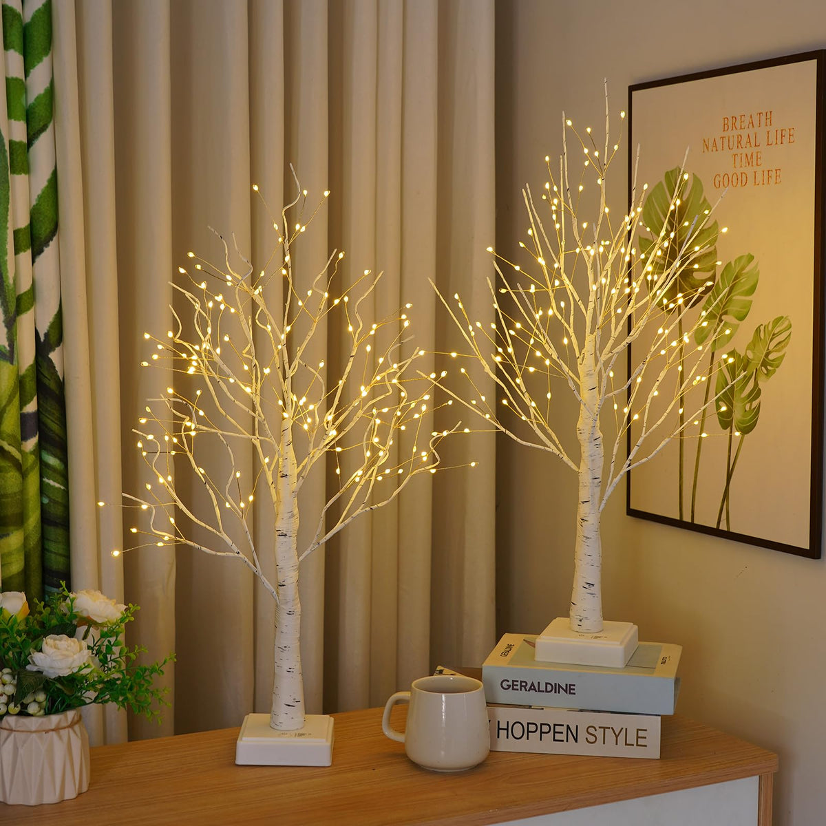 2 Pack Artificial Tree Lamp with Timer E34194