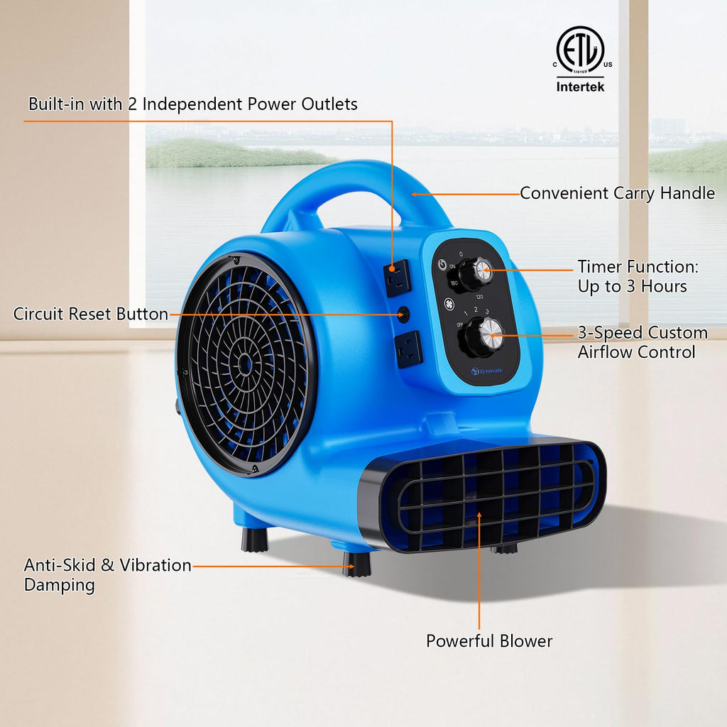 1/4 HP 1000 CFM Portable Air Mover Blower Fan G806148