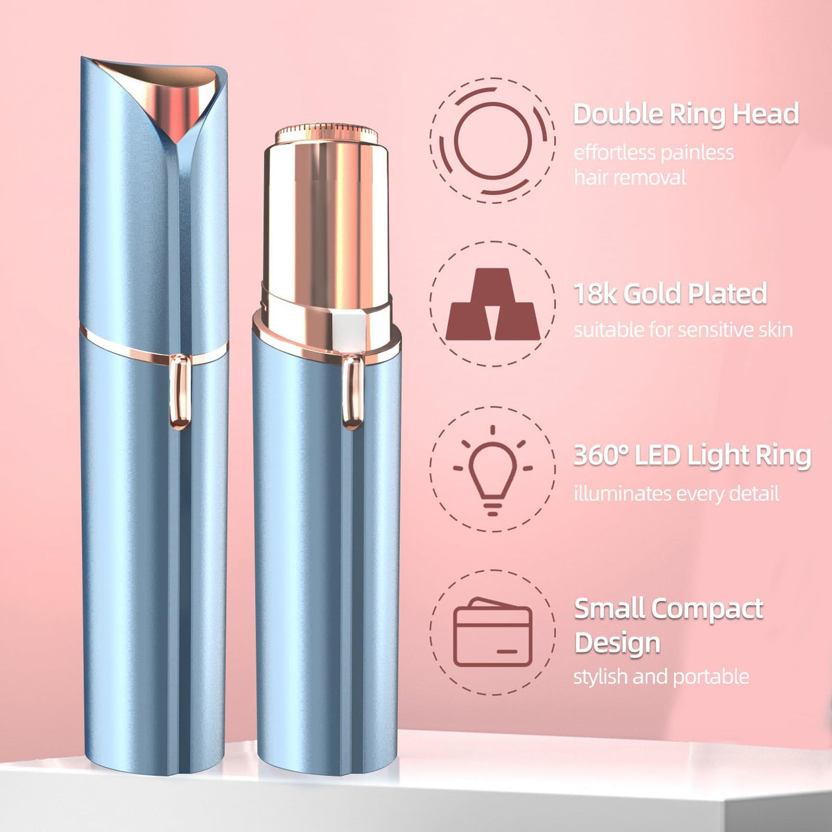 USB Rechargeable Facial Hair Remover with 2 Extra Heads E666759