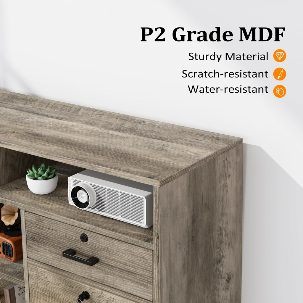 Rustic Grey 4 Drawer File Cabinet with Lock W170