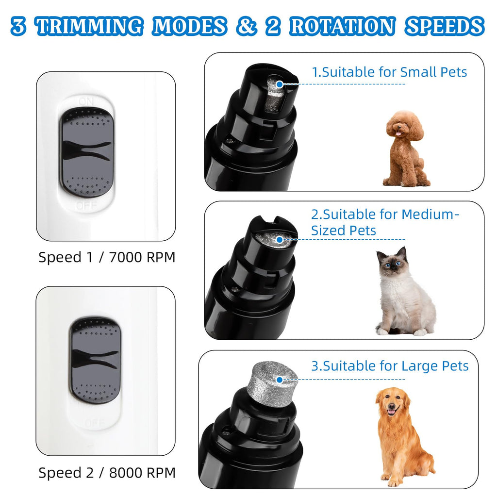 2-Speed Rechargeable Quiet Electric Pet Nail Grinder Z93702