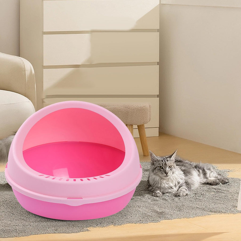Semi Enclosed Cat Litter Tray Pink B686051