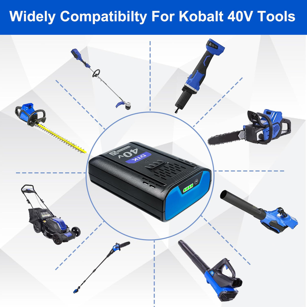 40V 6200mAh Cordless Power Tool Battery 2 Packs X120245