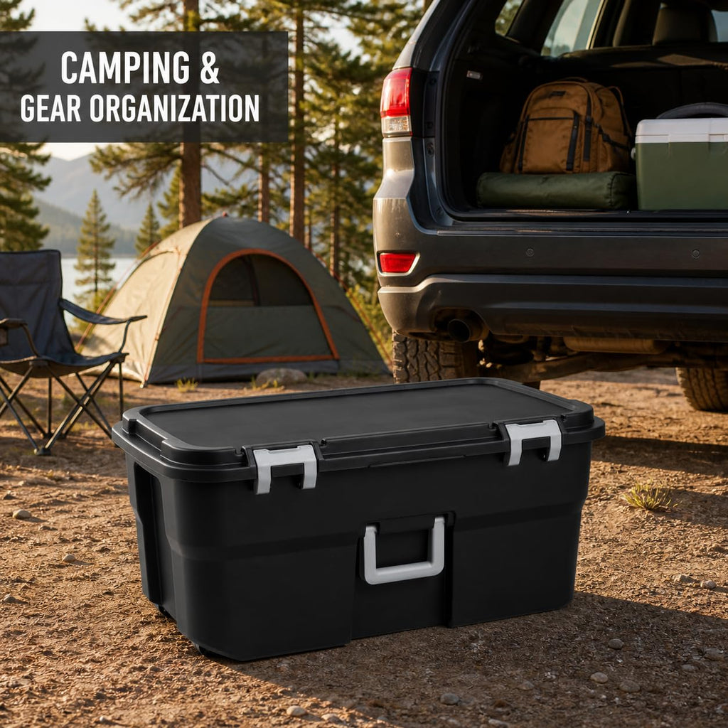 Black 22 Gallon Storage Trunk with Wheels E44917