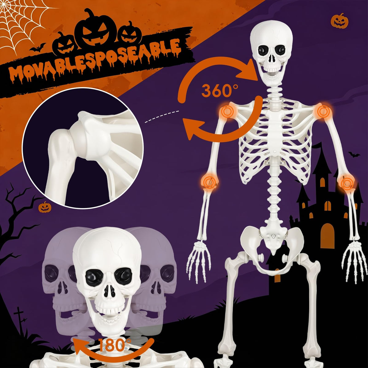 5.4FT Plastic Full Body Skeleton with Movable Joints G2627