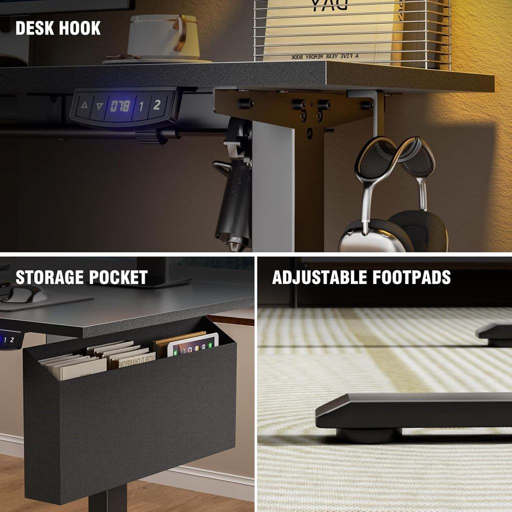 63" L Shaped Height Adjustable Standing Desk F8690