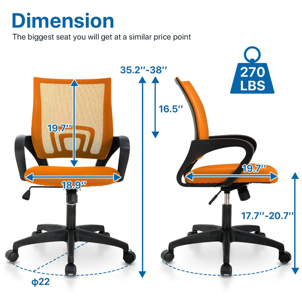 Orange Ergonomic Mid Back Mesh Office Chair P501