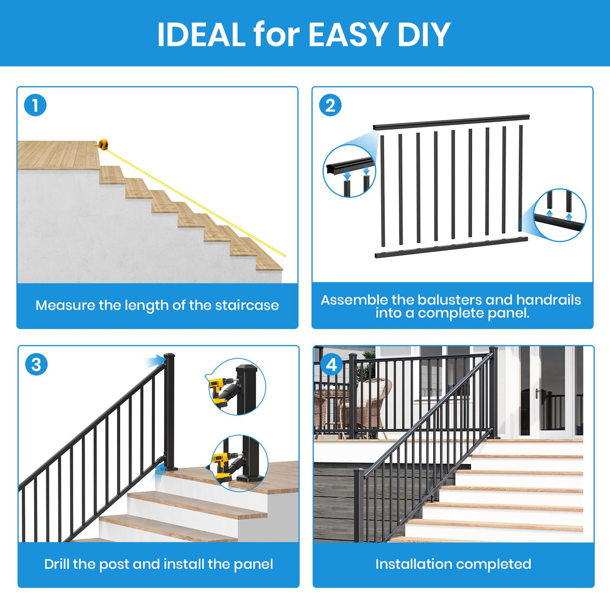 Black Aluminum Deck Railing Kit Q553863