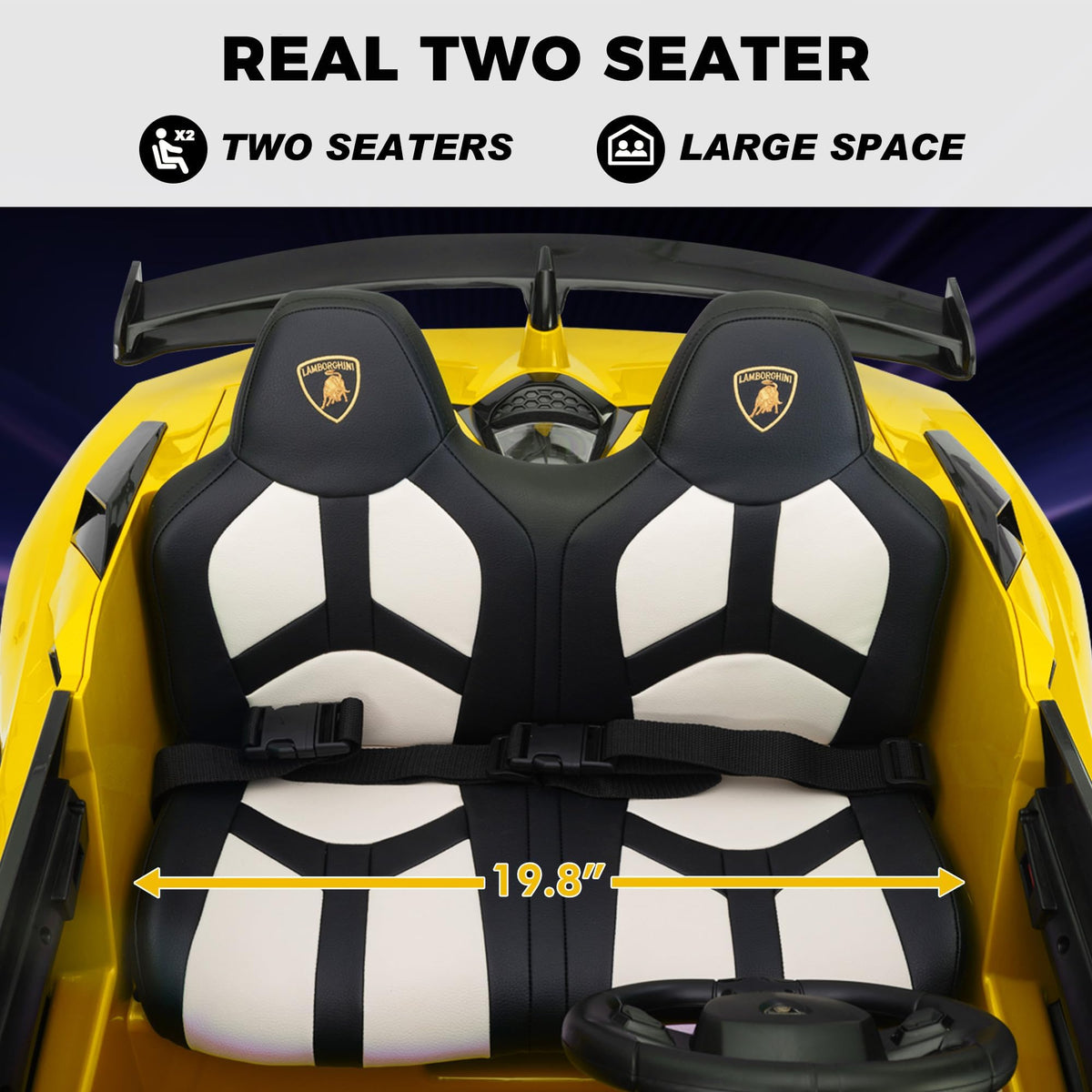 2-Seater Kids Ride on Car, 24V Electric Vehicle, Yellow D367