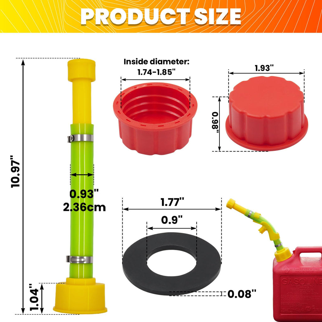 Gas Can Spout Replacement & Red Gas Cap Combo X670