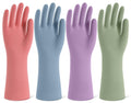 4 Pairs Reusable Rubber Cleaning Gloves with Flocked Lining and Non-Slip Grip H87315