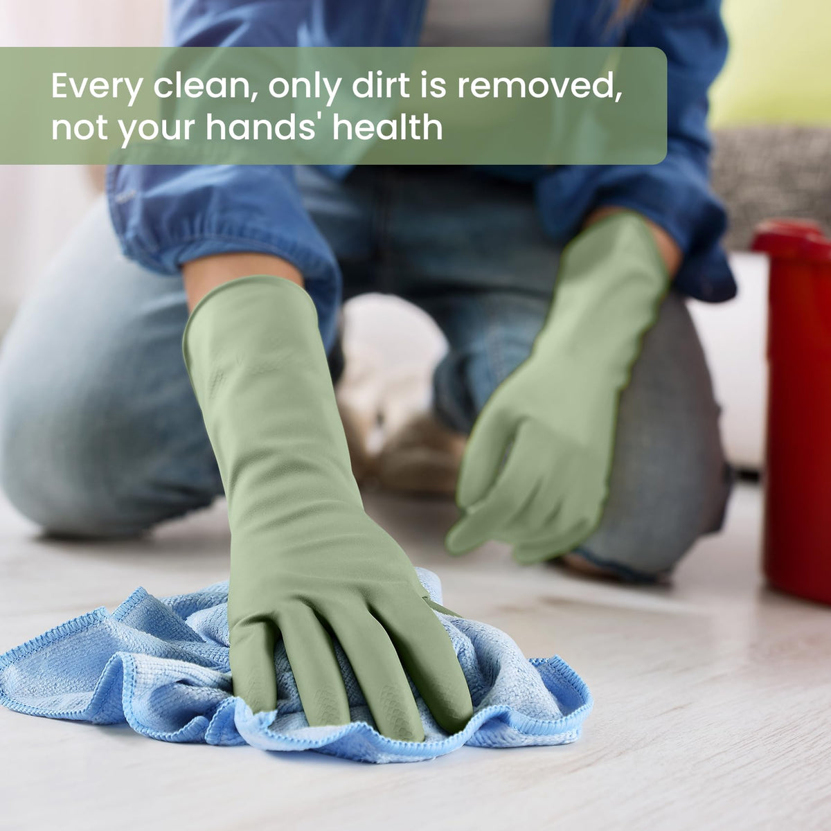 4 Pairs Reusable Rubber Cleaning Gloves with Flocked Lining and Non-Slip Grip H87315