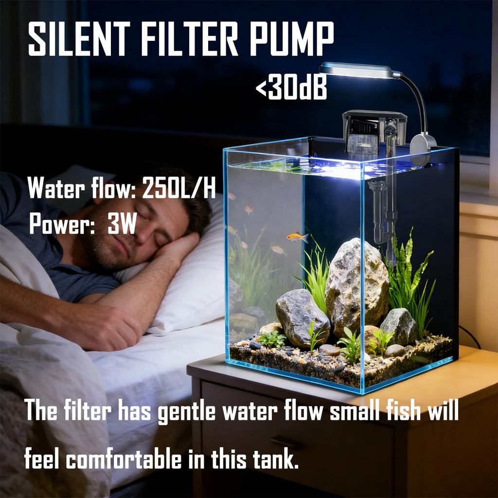 1.5 Gallon Glass Aquarium Starter Kit with Filter and LED Light O825381